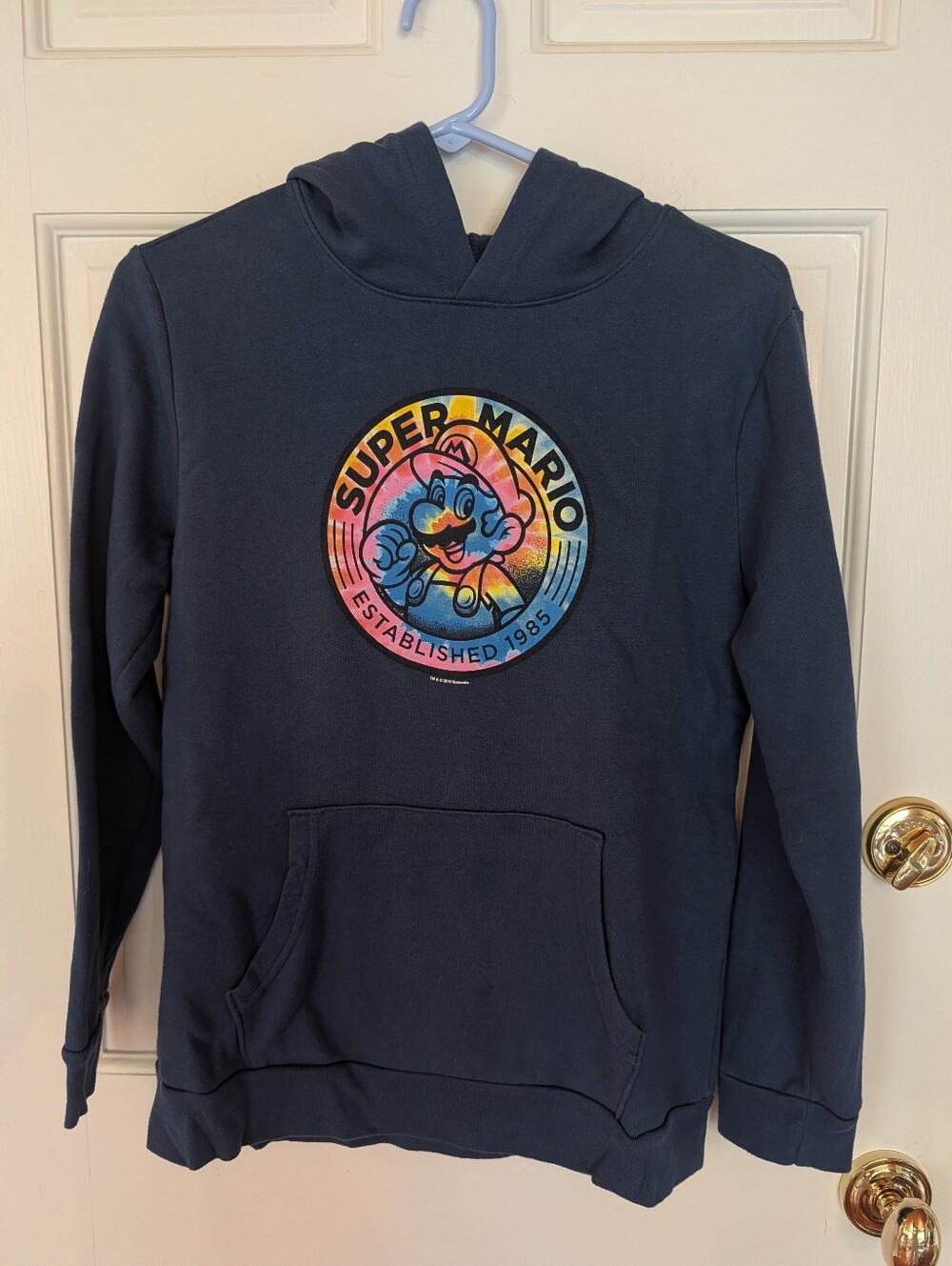Old Navy Kids Unisex Nintendo Super Mario Bros. Navy Blue Hoodie Sz XL 14 16